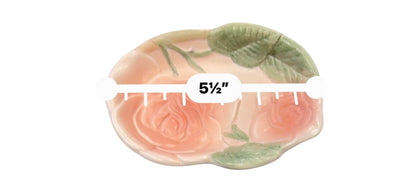 Fitz And Floyd 1987  Blushing Rose Ceramic Tissue Box Cover & Soap Dish Set