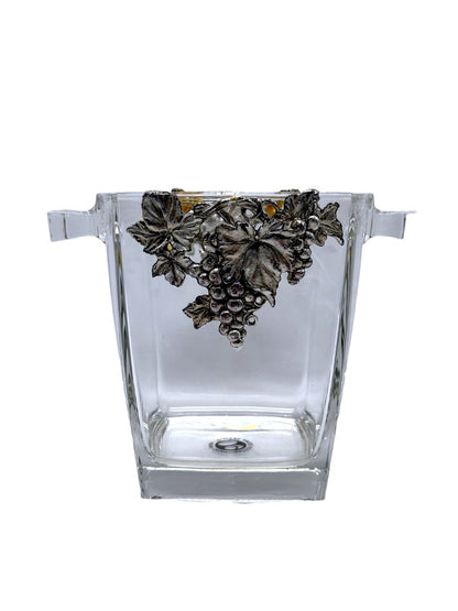 Arthur Court Grape Design Glass Ice Bucket W/ Matching Scoop