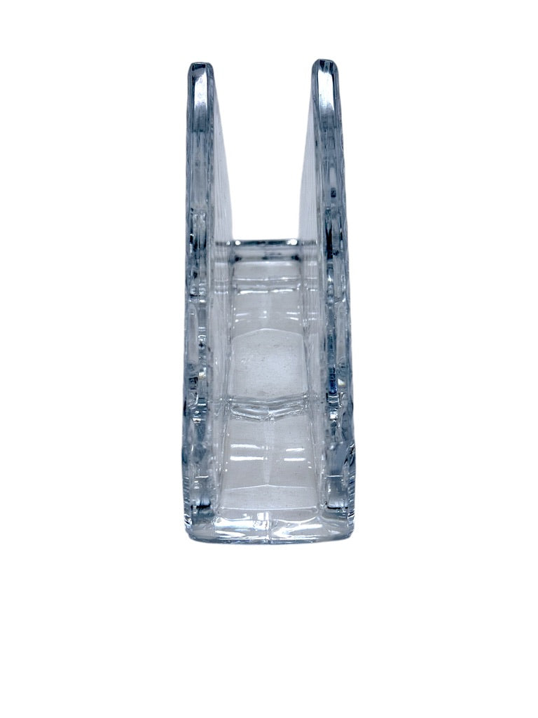 Crystal Glass Napkin Holder With Diamond Pattern Clear 6-Inch Organizer