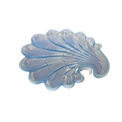 1960's Duncan Miller Sanibel Blue Opalescent Shell Scalloped Edge Plate