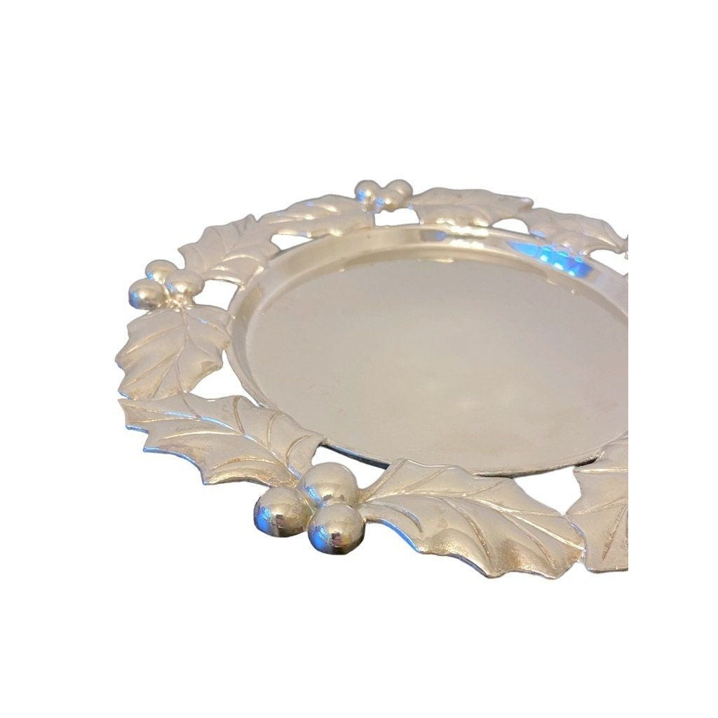 International Silver - Silver Plated Holly and Berry Christmas Tray