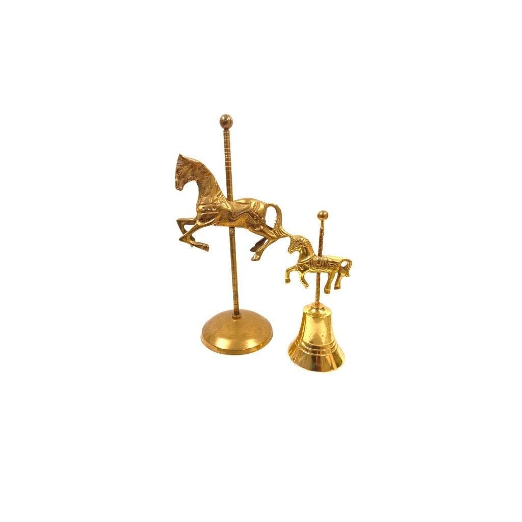 Set of 2 Brass Carousel Horses