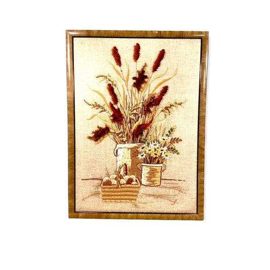 Vintage 3-D Needlepoint Beige Amber, Brown, and Orange