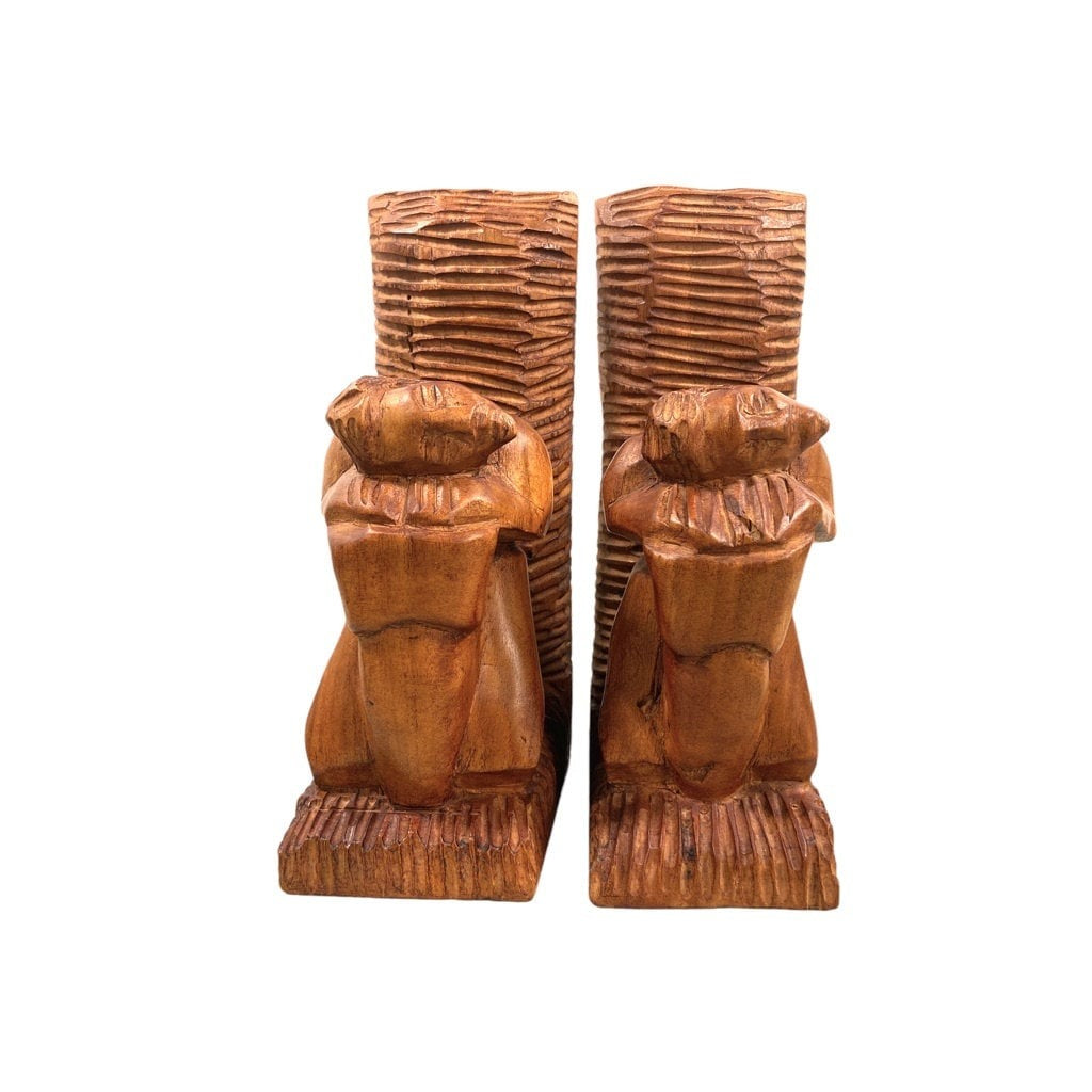 Vintage Hand Carved Bookends