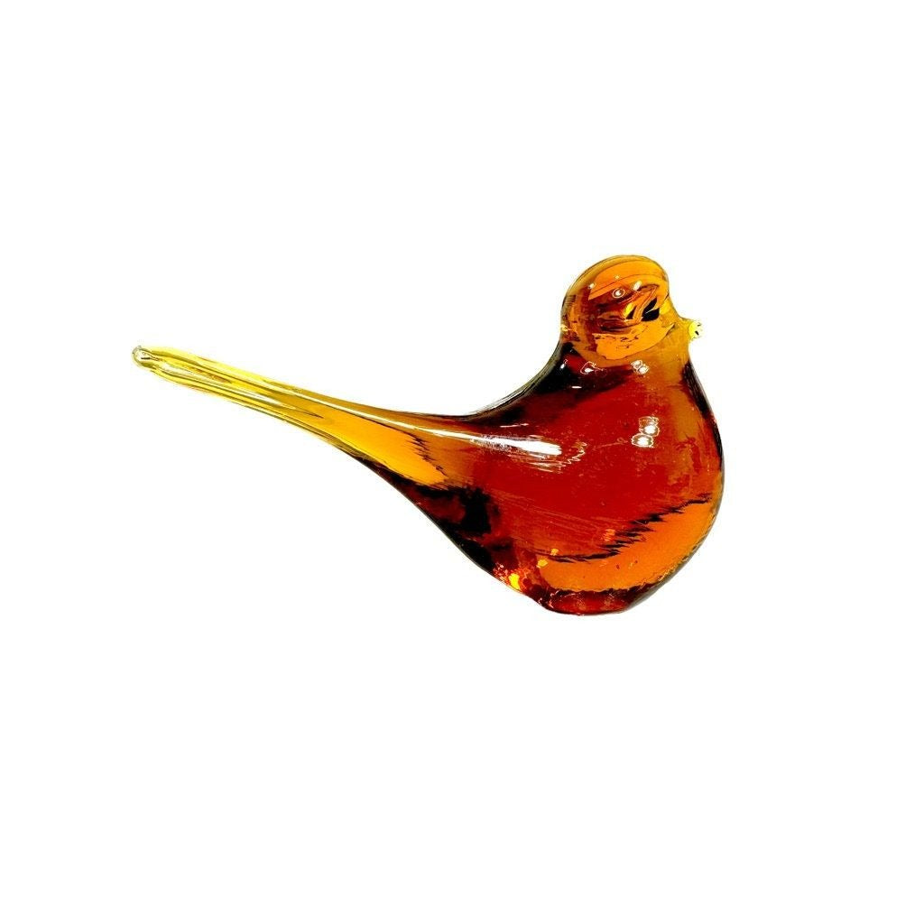 Vintage Pilgrim Amber Blown Art Glass Bird Figurine