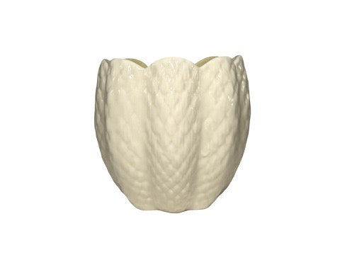 Vintage Belleek Limpet porcelain planter, front view