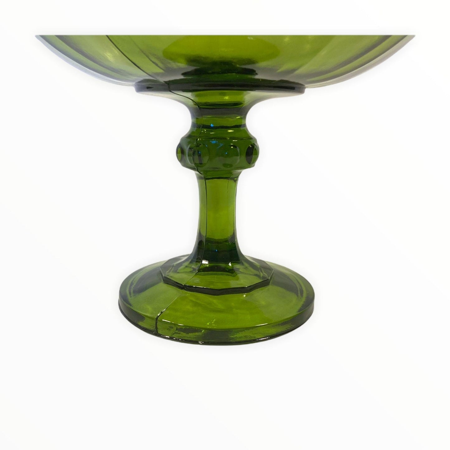 Vintage Green Indiana Teardrop Glass Compote Dish