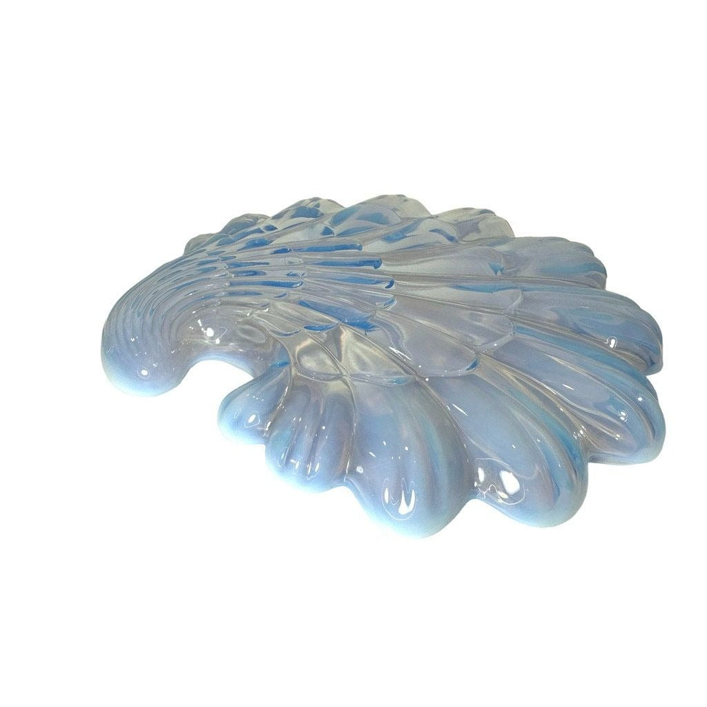 1960's Duncan Miller Sanibel Blue Opalescent Shell Scalloped Edge Plate