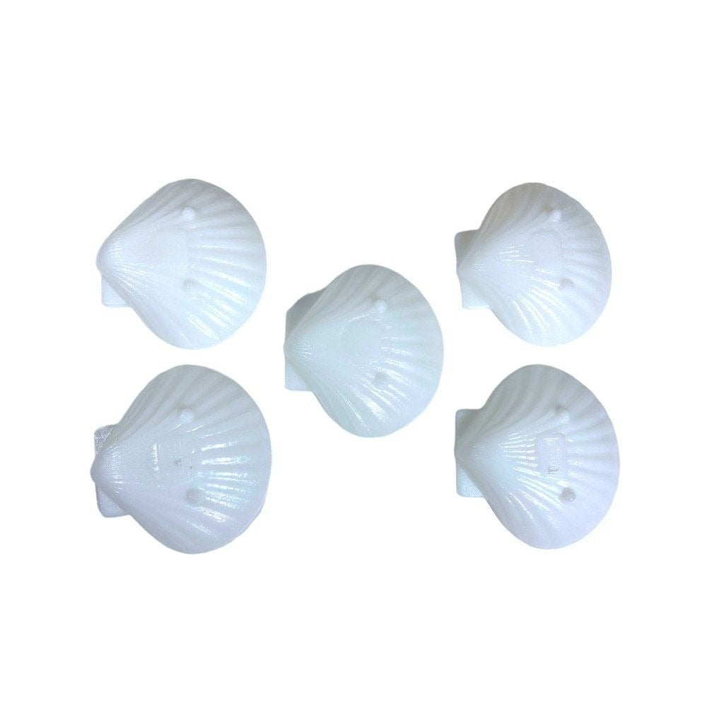 Set Of Five Vintage Glasbake Milk Glass Footed Clam Shell Shaped Dishes