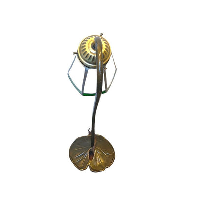 Vintage Mid 20th Century Gooseneck Slag Stained Glass Lily Lamp