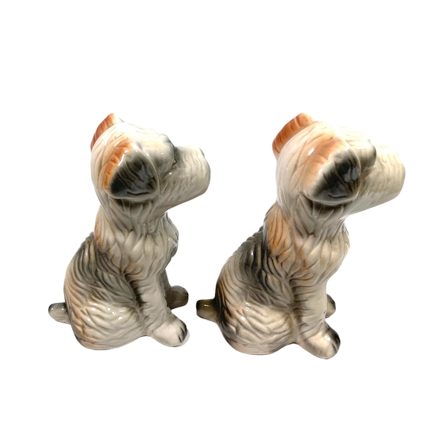 Vintage Terrier Glaze Ceramic Dog- Set of 2