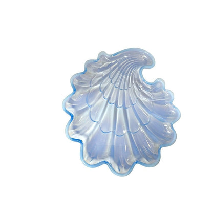 1960's Duncan Miller Sanibel Blue Opalescent Shell Scalloped Edge Plate