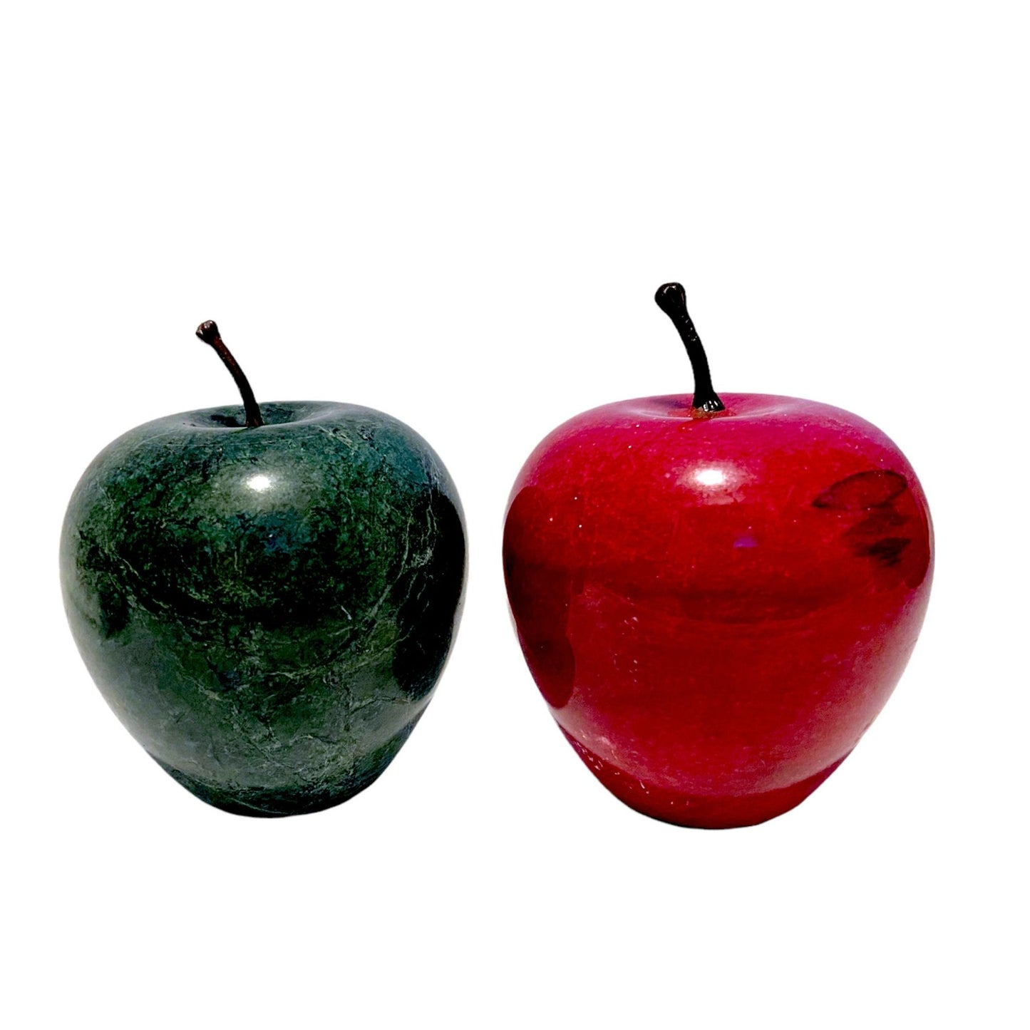 Vintage Red and Green Marble Apples - Set of 2