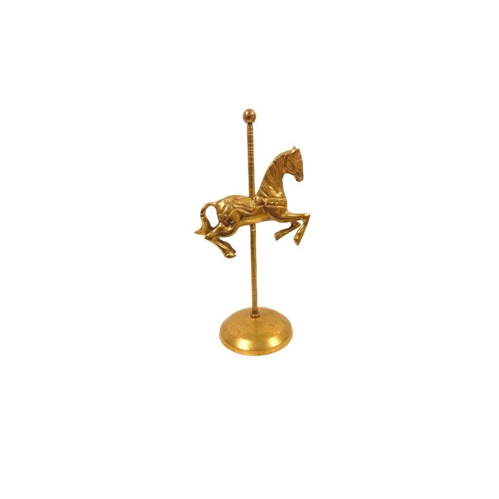 Set of 2 Brass Carousel Horses