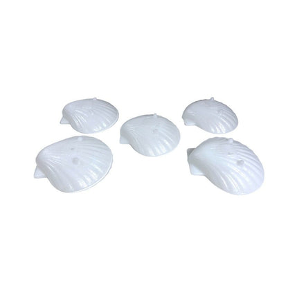 Set Of Five Vintage Glasbake Milk Glass Footed Clam Shell Shaped Dishes