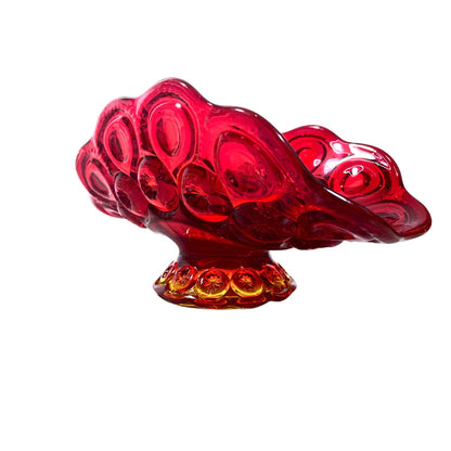 LE Smith Moon & Stars Red Amberina Glass Pedestal Banana Fruit Bowl