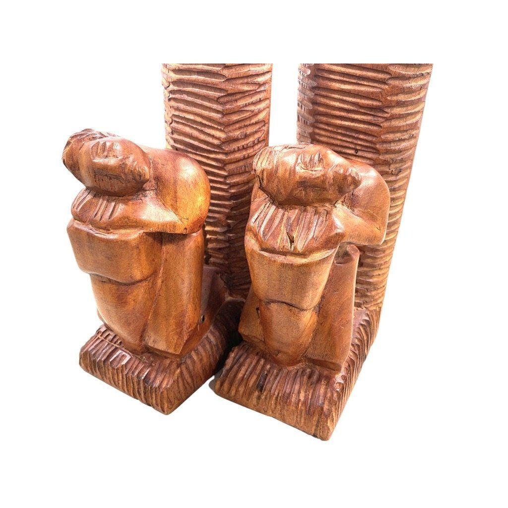 Vintage Hand Carved Bookends