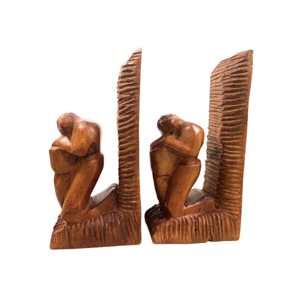 Vintage Hand Carved Bookends