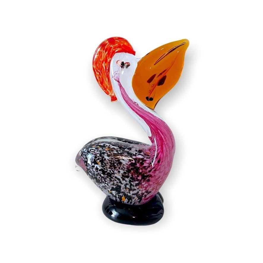 Vintage Art Glass Pelican with Fish in Beak