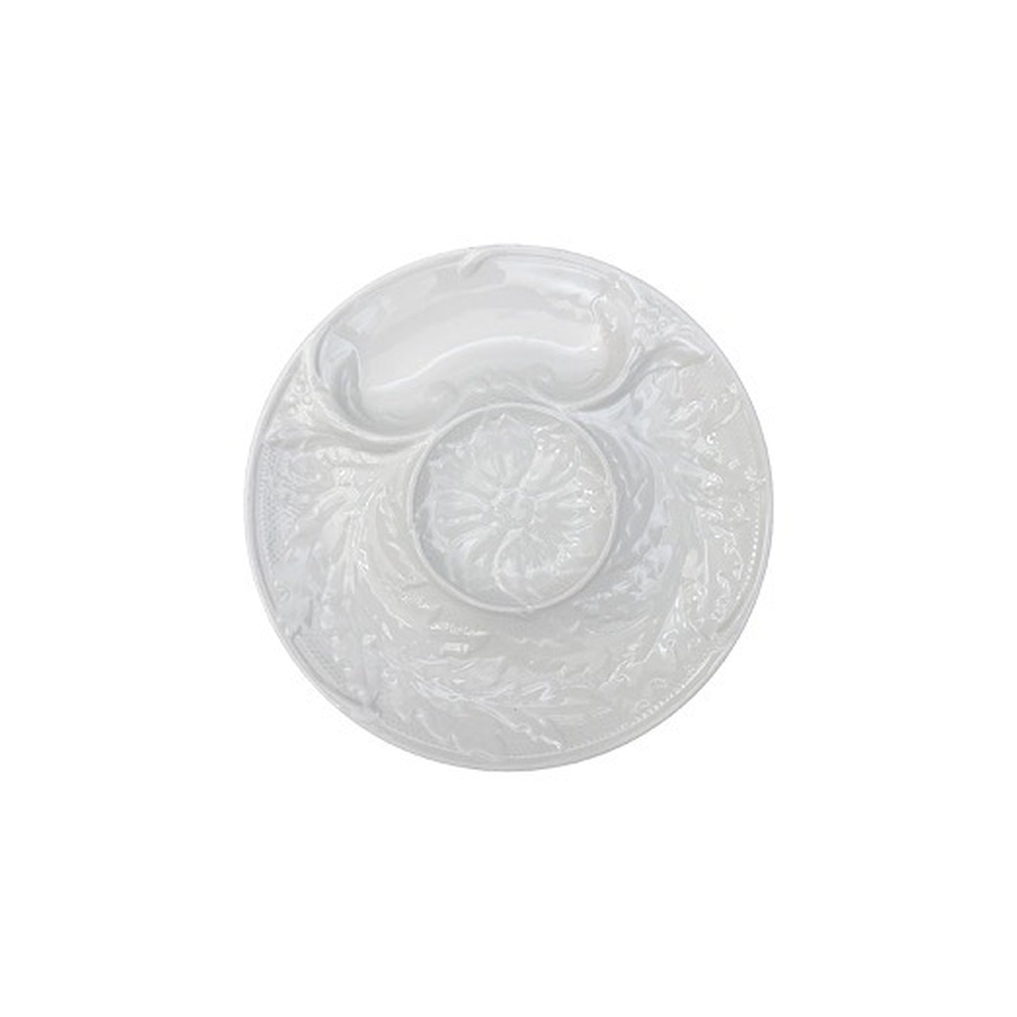 Gien France white artichoke plate, top view