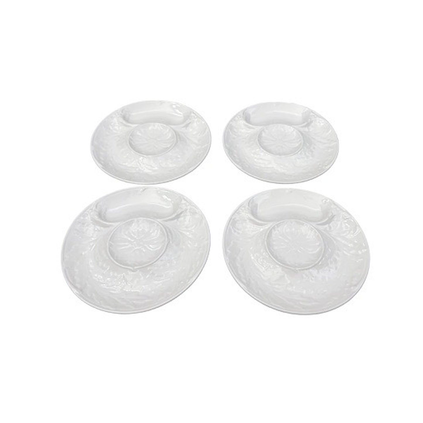 Set of four matching Gien France white artichoke plates