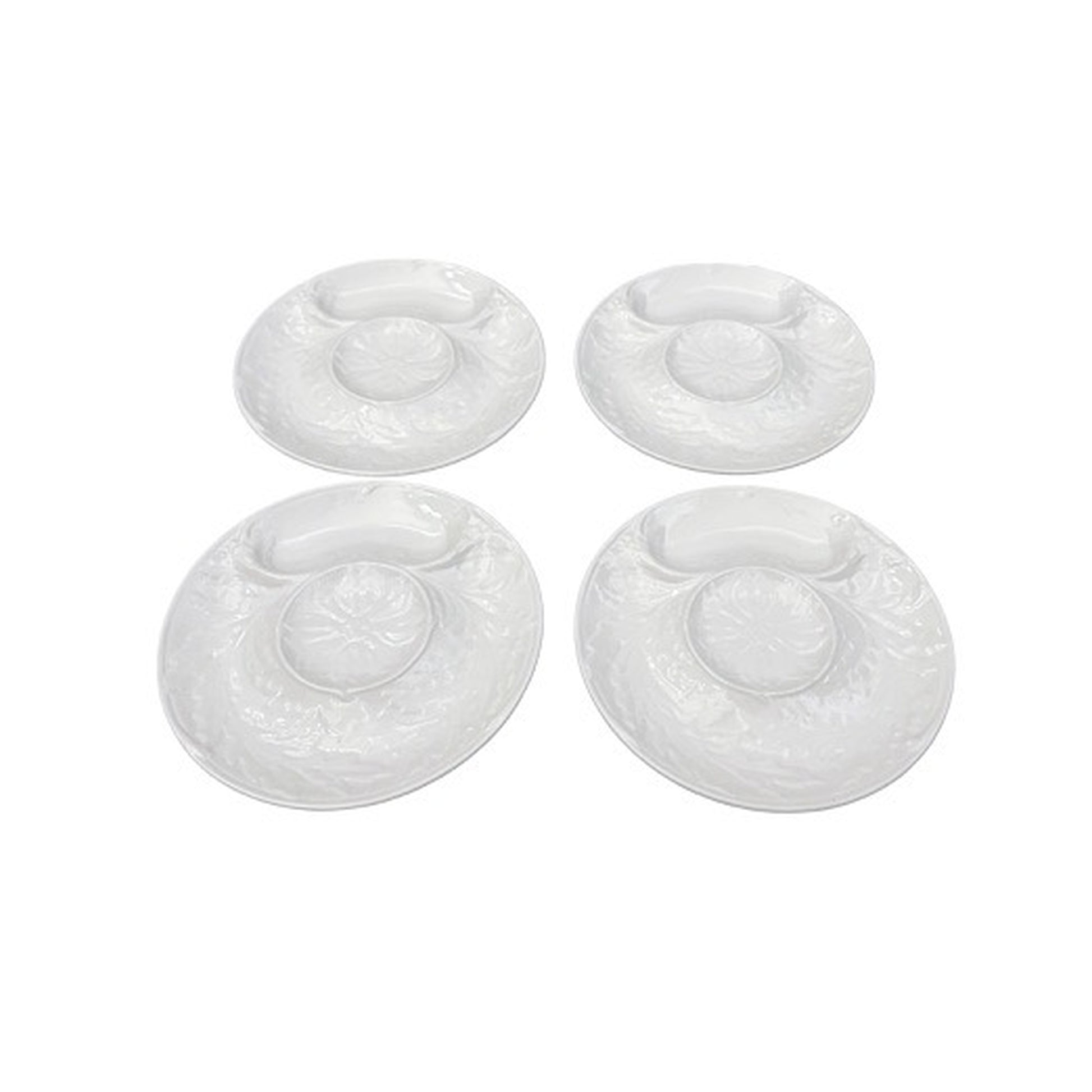 Set of four matching Gien France white artichoke plates