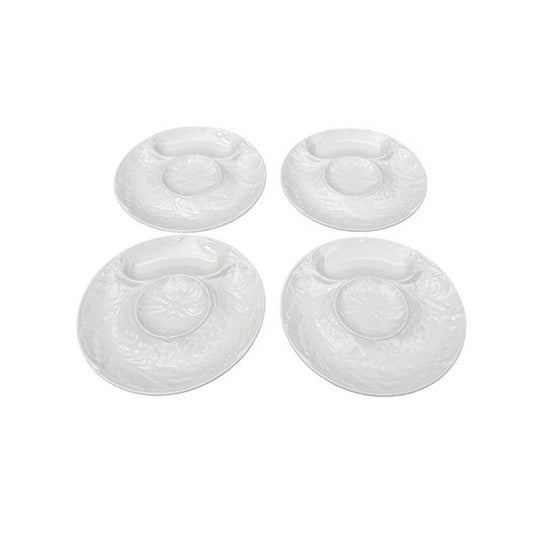 Set of four matching Gien France white artichoke plates