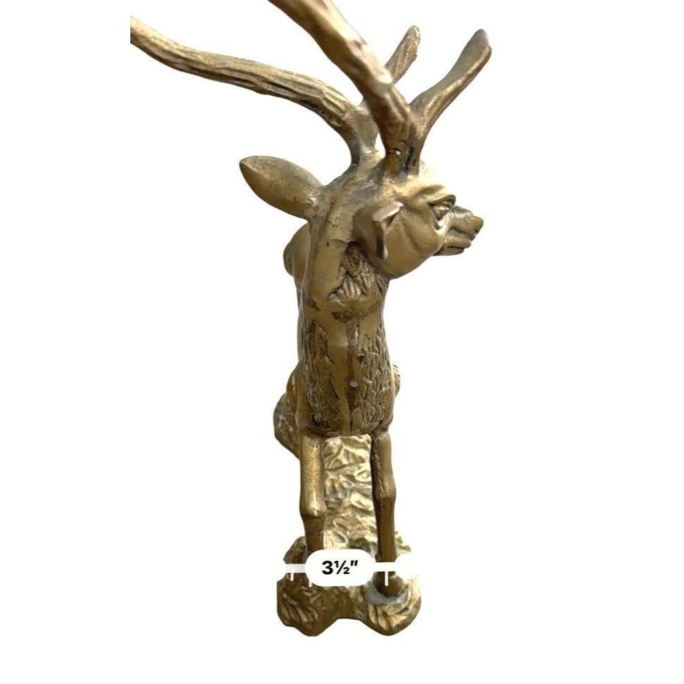 Vintage Brass Deer Statue Pair Textured Details For Christmas or Home