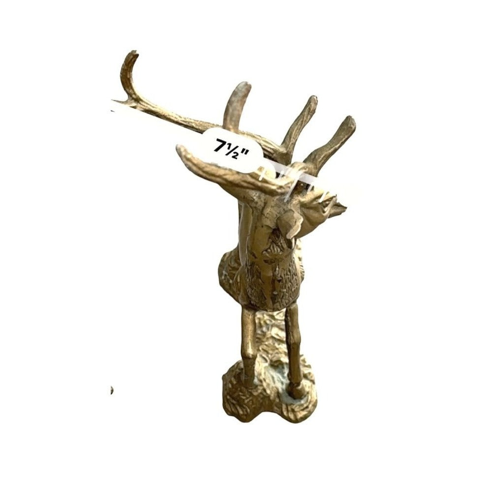 Vintage Brass Deer Statue Pair Textured Details For Christmas or Home