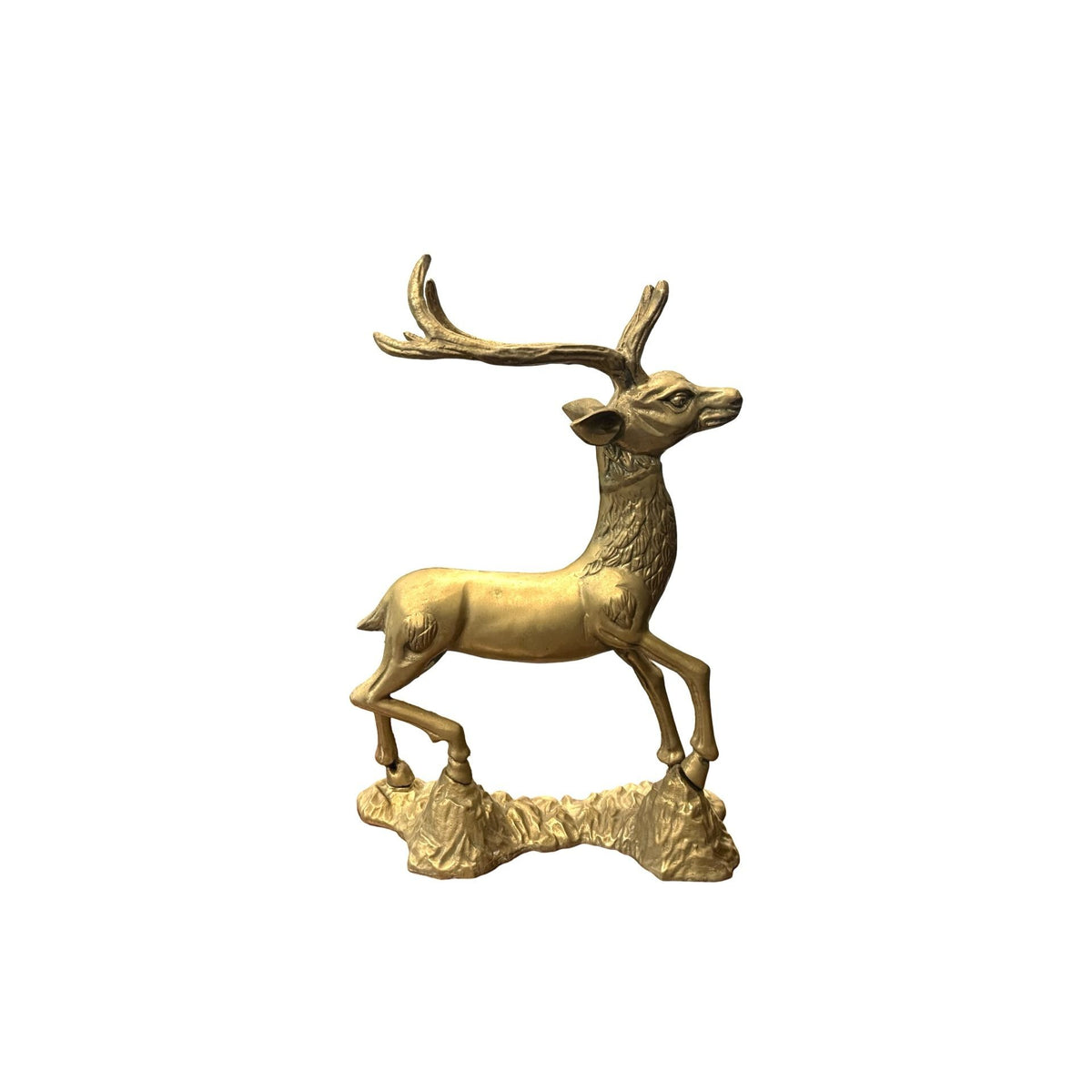 Vintage Brass Deer Statue Pair Textured Details For Christmas or Home
