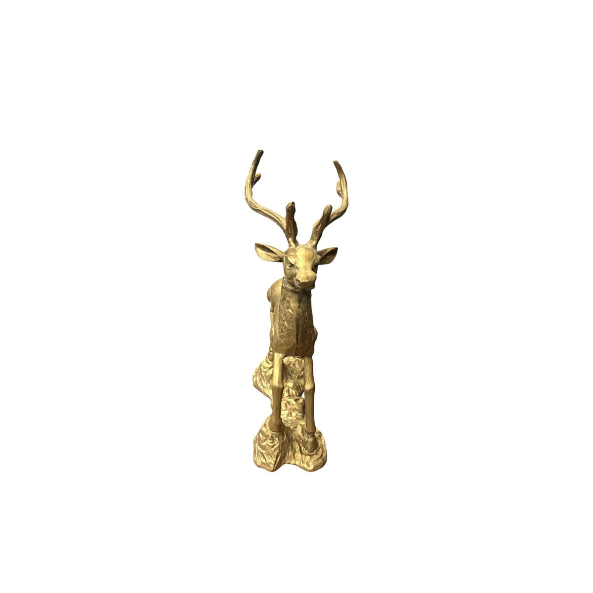 Vintage Brass Deer Statue Pair Textured Details For Christmas or Home