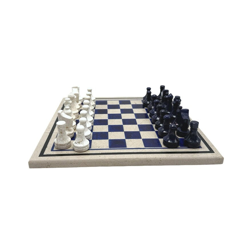 Stone chess set - board and pieces angle 6