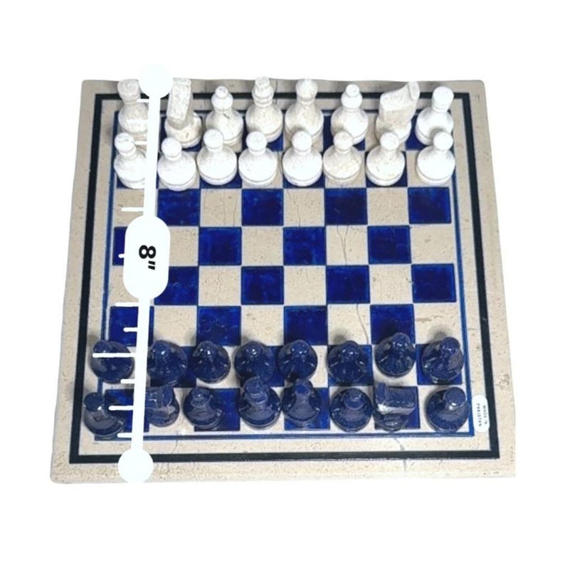 Stone chess set - pieces arranged on board