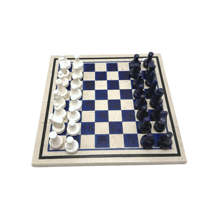 Stone chess set - board and pieces angle 5