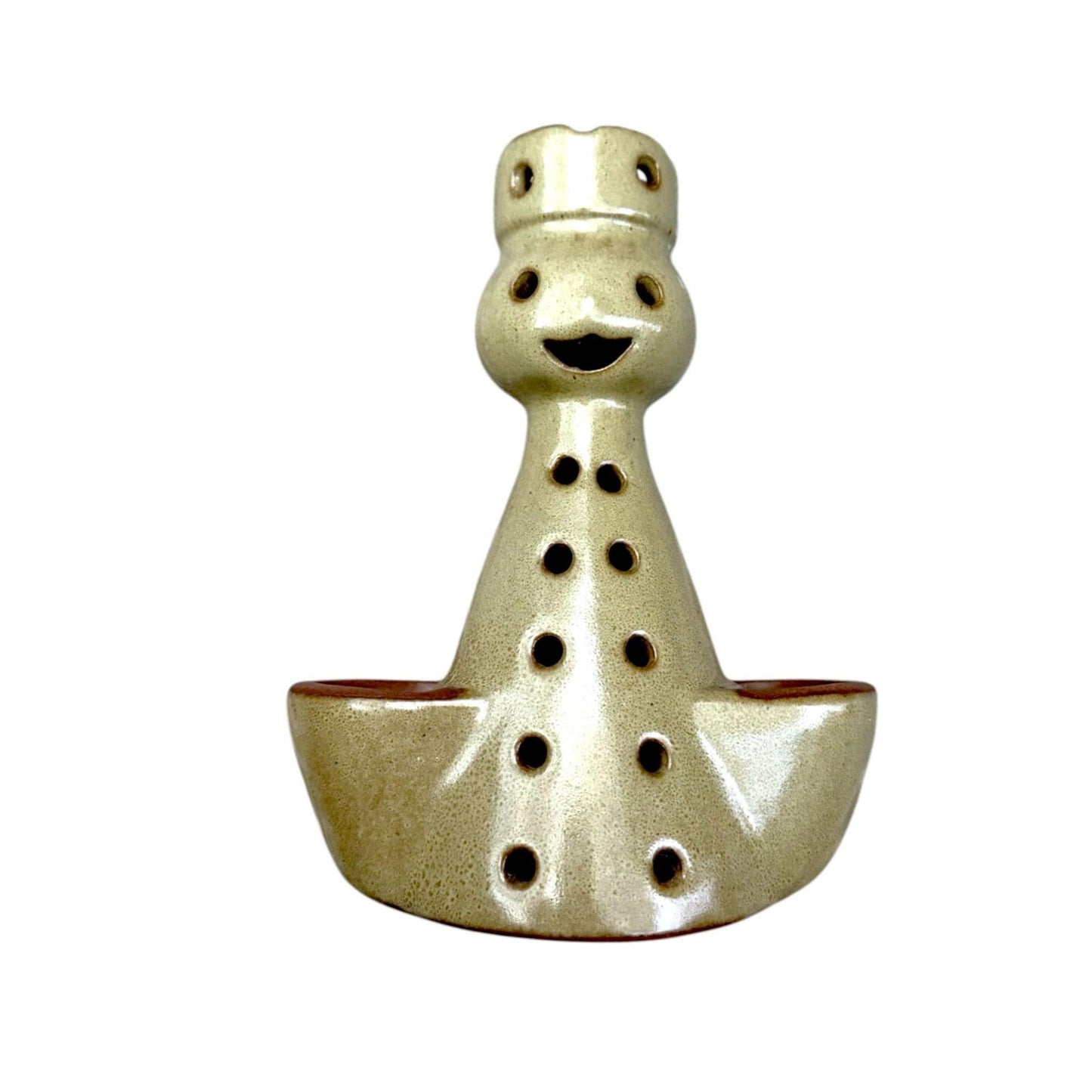 Vintage Designs West Red Clay Man Planter 7" Tall Olive Perforated Detailing