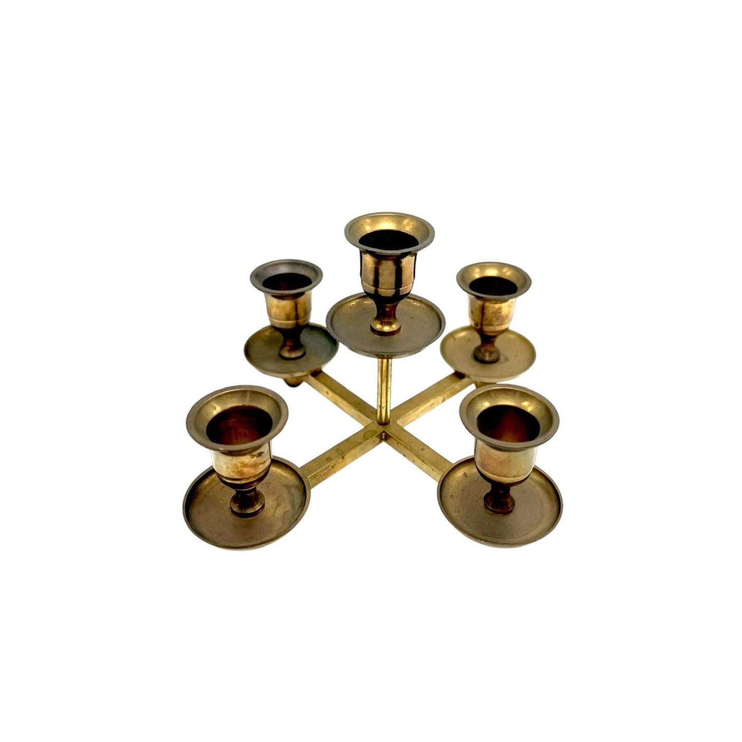 Vintage Centerpiece 5-Arm Brass Candle Holder