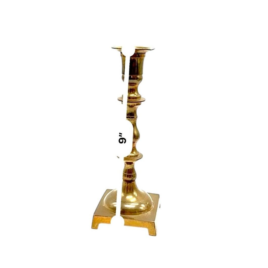 Vintage Brass Candle Holders Set Of 4 With Square Base