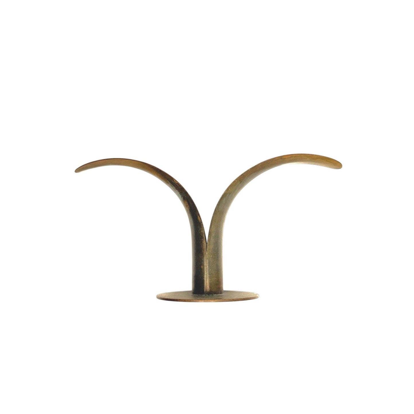 Pair Of Mid-Century Brass Sculptural "Lily" Candle Holders