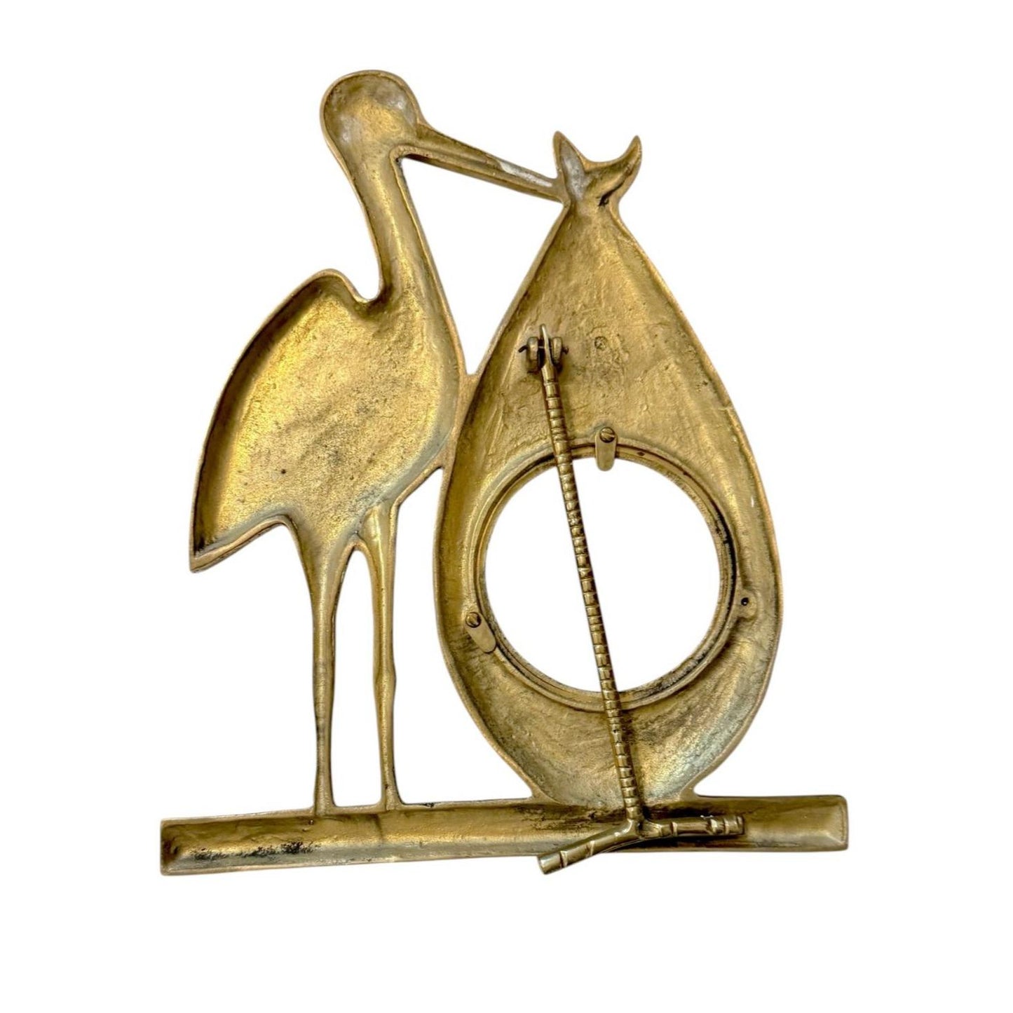 Vintage Solid Brass Stork Baby Picture Frame