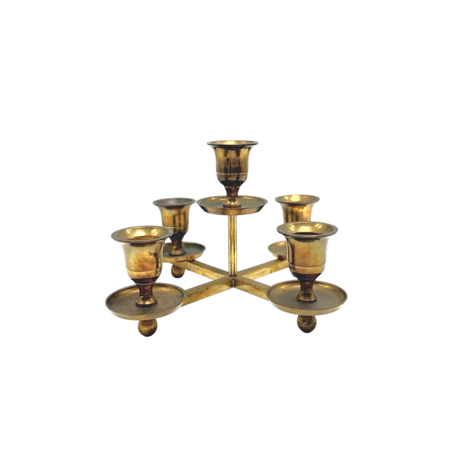 Vintage Centerpiece 5-Arm Brass Candle Holder
