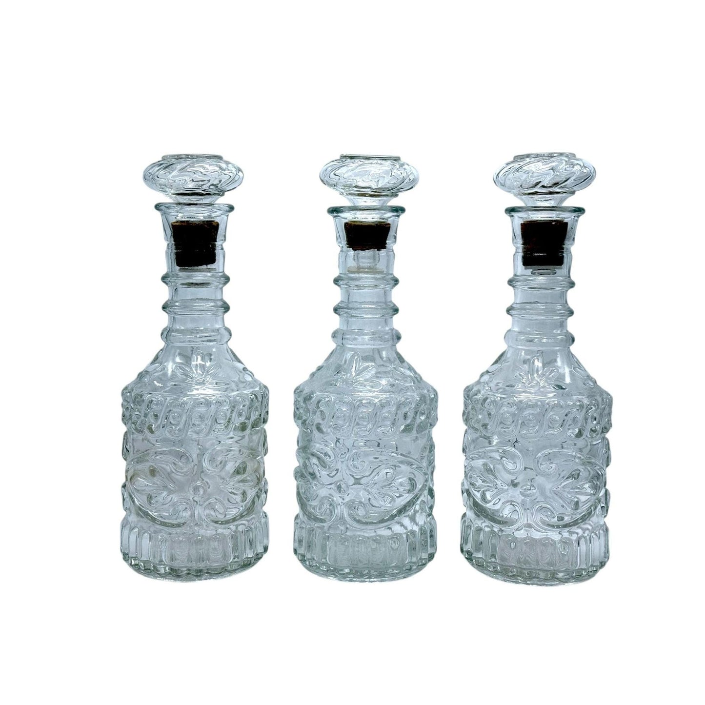 Vintage Jim Beam Tiki Bar Decanter Set: Embossed Glass, 3-Piece
