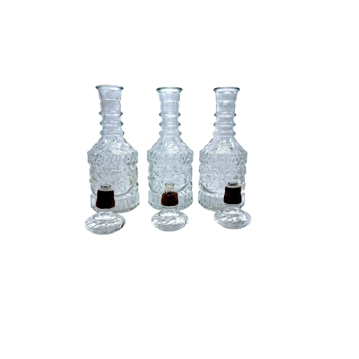 Vintage Jim Beam Tiki Bar Decanter Set: Embossed Glass, 3-Piece
