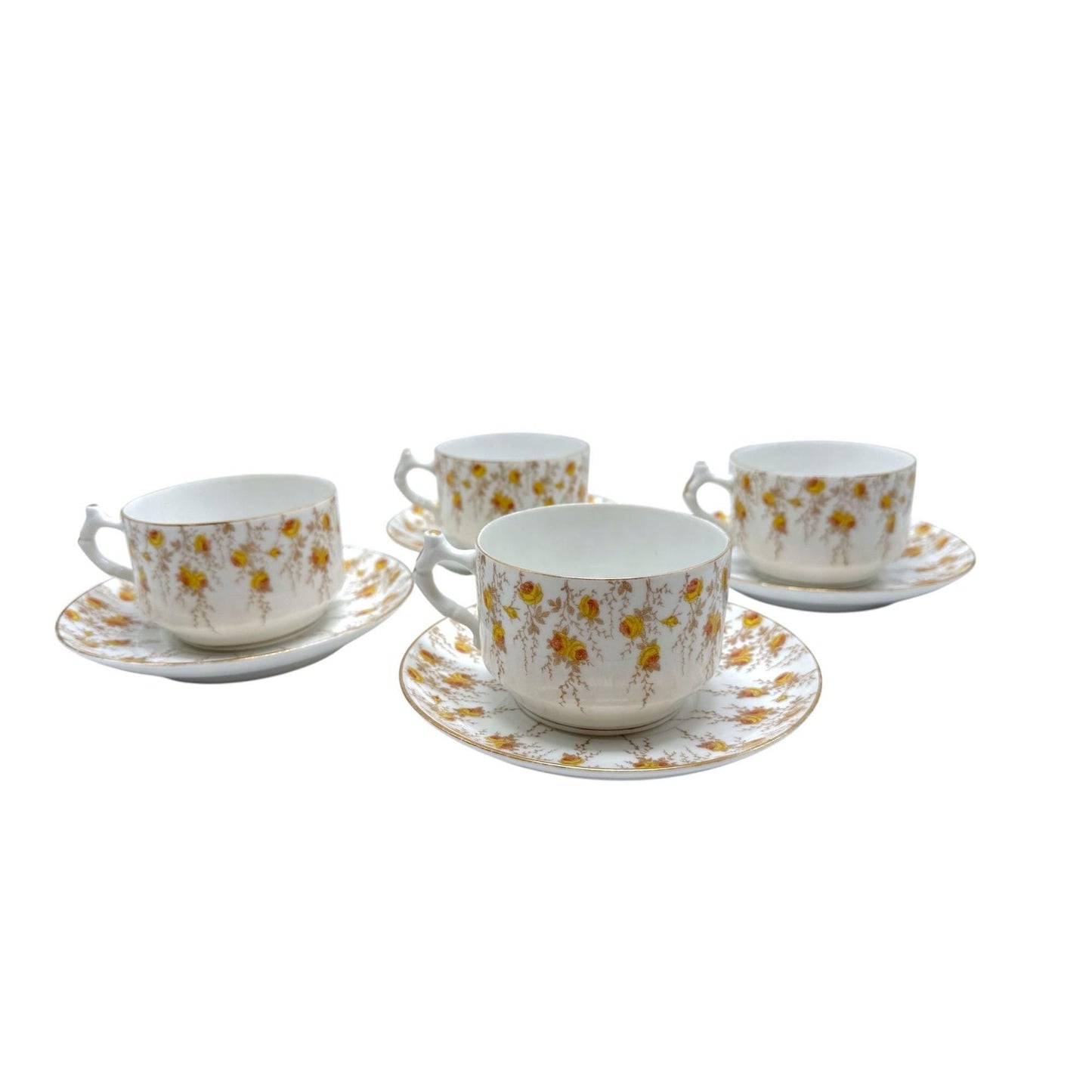 Antique Limoges France Tressemann Vogt Rose Pattern Tea/Coffee Cups/Saucers - 4