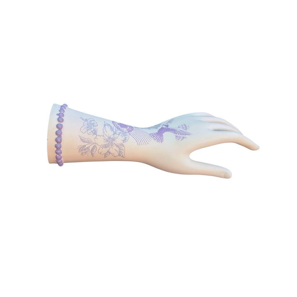 Ceramic Hand With Purple Floral & Bird Design