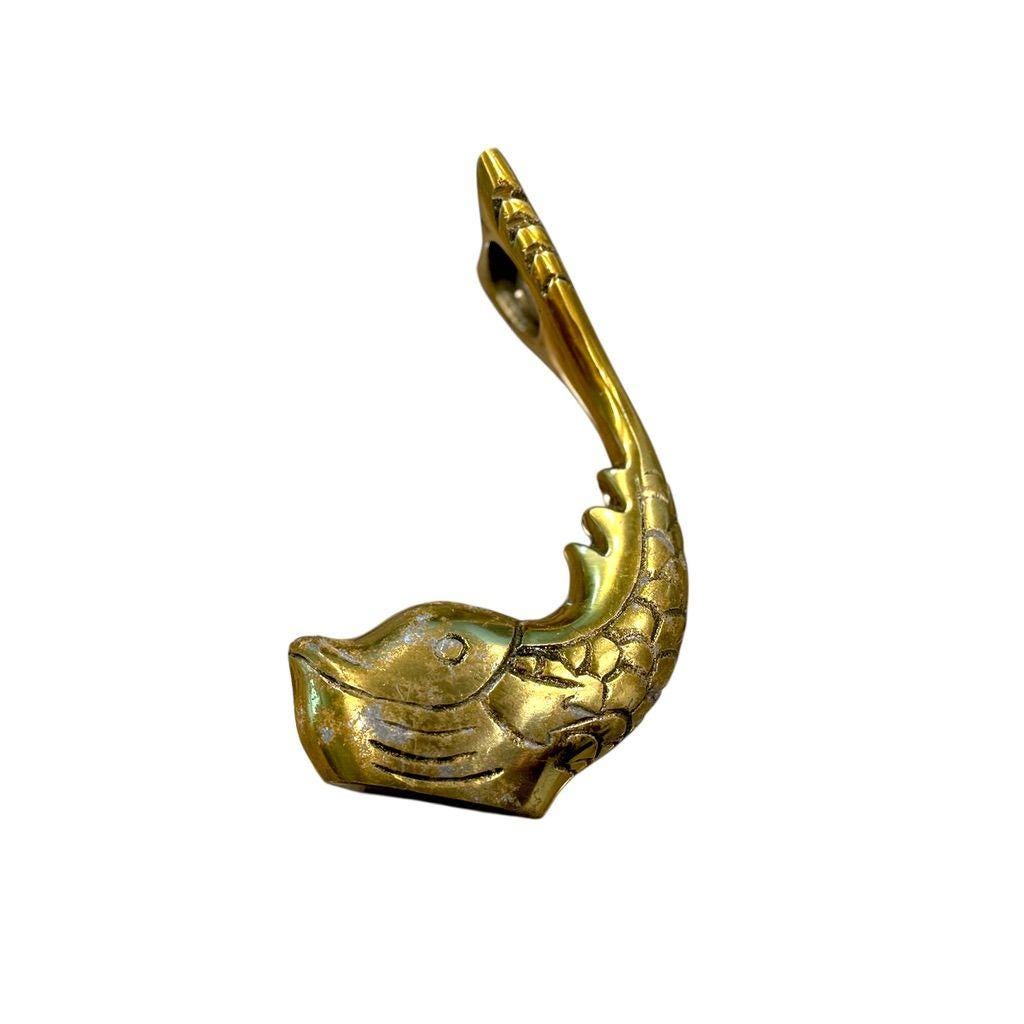 Vintage Hallmark Home Brass Overlay Koi Fish Bottle Opener Figurine Sculpture