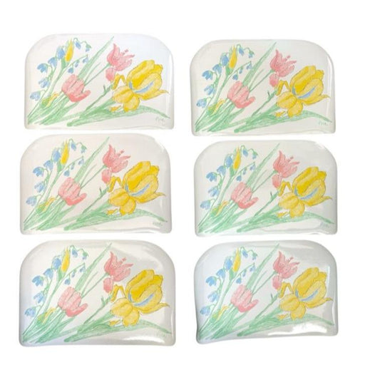 Set Of 6 Vera Neumann Floral Vinyl Placemats 17"x11.5"