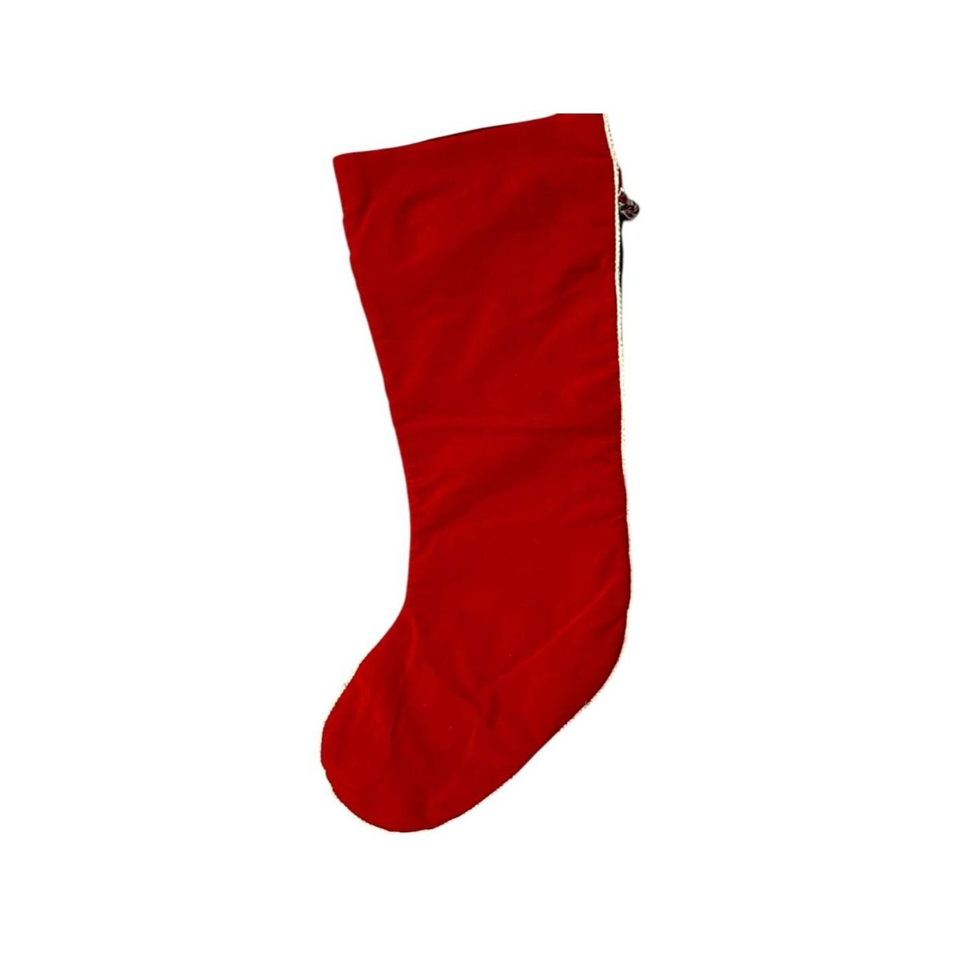 Vintage 1990s Needlepoint Christmas Stocking With Santa Design Tassel Ball Trim