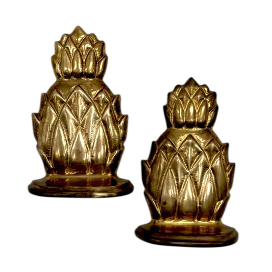 Vintage Andrea By Sadek Brass Pineapple Bookends Pair