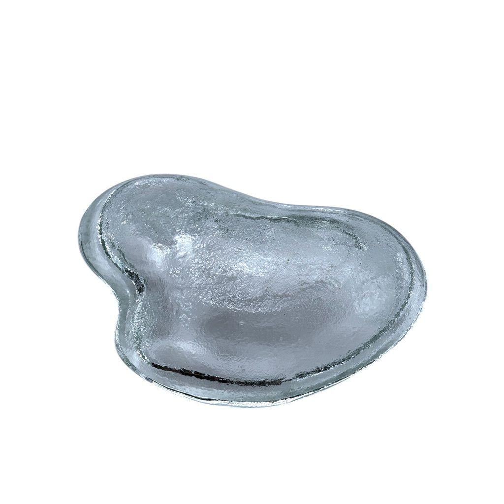 Vintage Blenko Hand Blown Clear Textured Free Form Organic Shaped Glass Dish