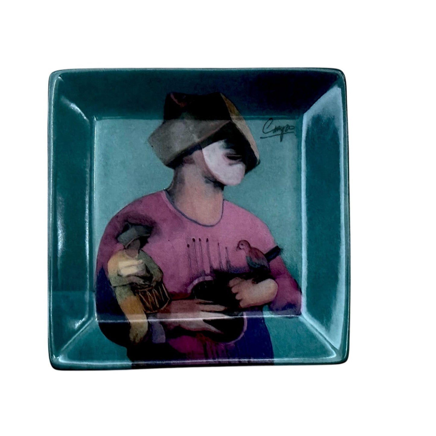 Jorge Crespo Migrantes Themed Ceramic Plates Set Of 4 4"x4" Art Decor